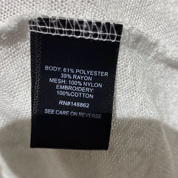 Torrid Women's White Embroidered Lace Mesh Open Front 3/4 Sleeve Cardigan Size 1 - Picture 5 of 7